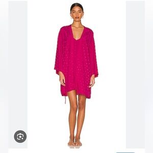 L*Space Moonlit Pink Heart Jacquard Slip Dress & Robe | Small